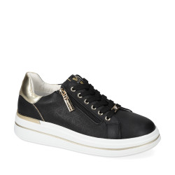 VALLEVERDE 35484L Sneaker Casual Donna Pelle Sintetica Nero Tacco Zeppa 5Cm Suola Gomma VALLEVERDE 35484L Sneaker Casual Donna Pelle Sintetica Nero Tacco Zeppa 5Cm Suola Gomma
