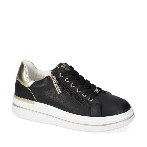 VALLEVERDE 35484L Sneaker Casual Donna Pelle Sintetica Nero Tacco Zeppa 5Cm Suola Gomma VALLEVERDE 35484L Sneaker Casual Donna Pelle Sintetica Nero Tacco Zeppa 5Cm Suola Gomma