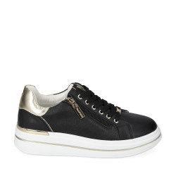 VALLEVERDE 35484L Sneaker Casual Donna Pelle Sintetica Nero Tacco Zeppa 5Cm Suola Gomma VALLEVERDE 35484L Sneaker Casual Donna Pelle Sintetica Nero Tacco Zeppa 5Cm Suola Gomma