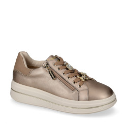 VALLEVERDE 35492A Sneaker Casual Donna Pelle Sintetica Bronzo Tacco Zeppa 5Cm Suola Gomma