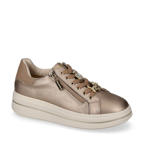 VALLEVERDE 35492A Sneaker Casual Donna Pelle Sintetica Bronzo Tacco Zeppa 5Cm Suola Gomma