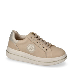 VALLEVERDE 35495 Sneaker Casual Donna Pelle Sintetica Beige Tacco Zeppa 5Cm Suola Gomma
