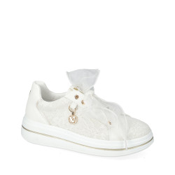 VALLEVERDE 35496 Sneaker Casual Donna Pelle Sintetica Silver Tacco Zeppa 5Cm Suola Gomma