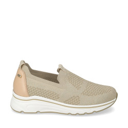 VALLEVERDE 36062 Slip On Casual Donna Tessuto Gold Tacco Zeppa 4Cm Suola Gomma