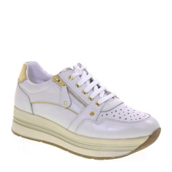 VALLEVERDE 36290 Sneaker Casual Donna Pelle Perla Tacco Zeppa 4Cm Suola Gomma