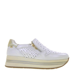 VALLEVERDE 36291 Sneaker Casual Donna Pelle Avorio Tacco Zeppa 4Cm Suola Gomma