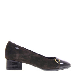 VALLEVERDE 36376 Decollete Classici Donna Scamosciato Marrone  Tacco Grosso 3Cm Suola Gomma