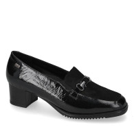 VALLEVERDE 36379B Mocassini Classici Donna Camoscio Naplack Nero Tacco Grosso 4Cm Suola Gomma