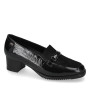 VALLEVERDE 36379B Mocassini Classici Donna Camoscio Naplack Nero Tacco Grosso 4Cm Suola Gomma