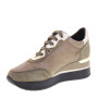 VALLEVERDE 36428 Sneaker Casual Donna Scamosciato Visone Tacco Zeppa 6Cm Suola Gomma