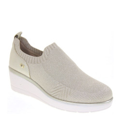 VALLEVERDE 36441 Slip On Casual Donna Tessuto Oro Tacco Zeppa 5Cm Suola Gomma