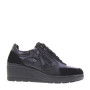 VALLEVERDE 36443 Sneaker Casual Donna Pelle Nero Tacco Zeppa 6Cm Suola Gomma