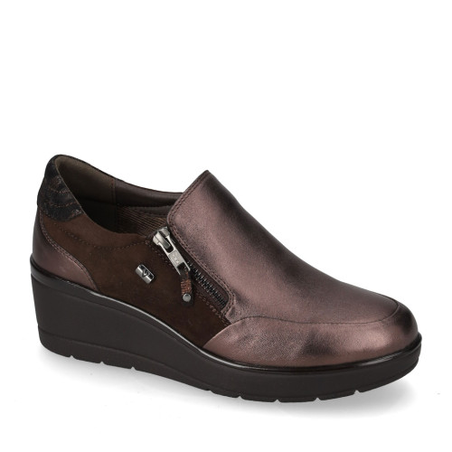 VALLEVERDE 36446 Mocassini Classici Donna Pelle Bronzo Tacco Zeppa 6Cm Suola Gomma VALLEVERDE 36446 Mocassini Classici Donna Pelle Bronzo Tacco Zeppa 6Cm Suola Gomma