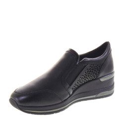 VALLEVERDE 36460 Sneaker Casual Donna Pelle Nero Tacco Zeppa 5Cm Suola Gomma