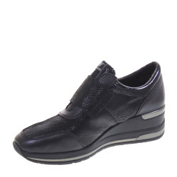 VALLEVERDE 36464 Sneaker Casual Donna Pelle Nero Tacco Zeppa 6Cm Suola Gomma