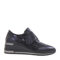 VALLEVERDE 36464 Sneaker Casual Donna Pelle Nero Tacco Zeppa 6Cm Suola Gomma