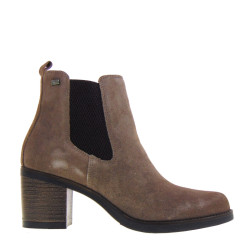 VALLEVERDE 47630 Stivaletti Casual Donna Scamosciato Tortora Tacco Grosso 6Cm Suola Gomma Gambale Caviglia