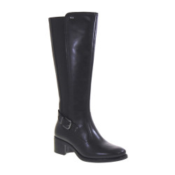 VALLEVERDE 47650 Stivali Casual Donna Pelle Nero Tacco Grosso 4Cm Suola Gomma Gambale Ginocchio