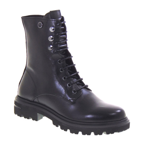 VALLEVERDE 49212 Anfibi Casual Donna Pelle Nero Tacco Grosso 3Cm Suola Extralight Gambale Caviglia