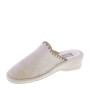 VALLEVERDE 55127 Pantofole Casa Camera Donna Panno Beige Tacco Zeppa 4Cm Suola Gomma