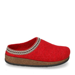 VALLEVERDE 55143 Pantofole Casa Camera Donna Lana Cotta Rosso Tacco Zeppa 2Cm Suola Gomma