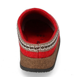 VALLEVERDE 55143 Pantofole Casa Camera Donna Lana Cotta Rosso Tacco Zeppa 2Cm Suola Gomma