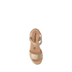 VALLEVERDE 55381 Sandali Sportivi Donna Pelle Sintetica Platino Tacco Zeppa 3Cm Suola Poliuretano