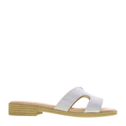 VALLEVERDE 55400 Sandali Ciabatte Donna Pelle Sintetica Ghiaccio Tacco Grosso 2Cm Suola Gomma