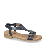 VALLEVERDE 55403 Sandali Sportivi Donna Pelle Sintetica Blu Tacco Grosso 3Cm Suola Poliuretano