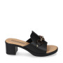VALLEVERDE 55453 Ciabatte Sandali Donna Pelle Sintetica Nero Tacco Grosso 6Cm Suola Gomma