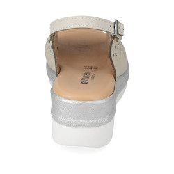 VALLEVERDE 55564 Sandali Sportivi Donna Pelle Sintetica Ghiaccio Tacco Zeppa 5Cm Suola Poliuretano