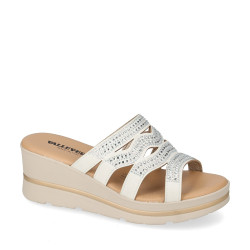 VALLEVERDE 55583 Ciabatte Sandali Donna Pelle Sintetica Silver Tacco Zeppa 6Cm Suola Gomma