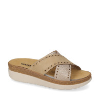 VALLEVERDE 55621 Pantofole Casa Camera Donna Sintetico Rame Tacco Zeppa 4Cm Suola Gomma