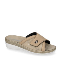 VALLEVERDE 56100 Pantofole Casa Camera Donna Sintetico Sabbia Tacco Zeppa 4Cm Suola Gomma