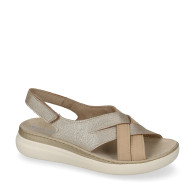 VALLEVERDE 56101 Sandali Confort Donna Sintetico Sabbia Tacco Zeppa 4Cm Suola Gomma