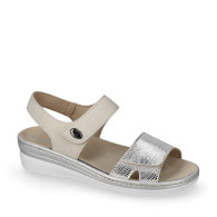 VALLEVERDE 56102 Sandali Confort Donna Sintetico Argento Tacco Zeppa 4Cm Suola Gomma