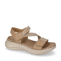 VALLEVERDE 57100 Sandali Sportivi Donna Pelle Sintetica Beige Tacco Zeppa 3Cm Suola Gomma