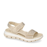 VALLEVERDE 57110 Sandali Sportivi Donna Tela Gold Tacco Zeppa 3Cm Suola Gomma