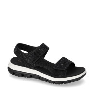 VALLEVERDE 57110 Sandali Sportivi Donna Tela Nero Tacco Zeppa 3Cm Suola Gomma