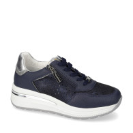 VALLEVERDE V35302AZ Sneaker Casual Donna Pelle Sintetica Blu Tacco Zeppa 5Cm Suola Gomma