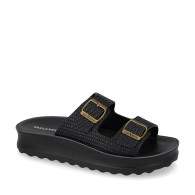 VALLEVERDE V37118R Sandali Ciabatte Bio Donna Pelle Sintetica Nero Tacco Zeppa 3Cm Suola Gomma