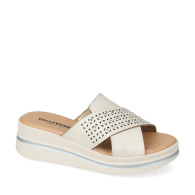 VALLEVERDE V55100 Ciabatte Sandali Donna Pelle Sintetica Bianco Tacco Zeppa 5Cm Suola Poliuretano