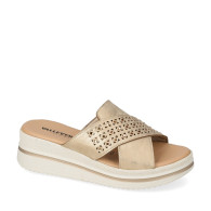 VALLEVERDE V55100 Ciabatte Sandali Donna Pelle Sintetica Gold Tacco Zeppa 5Cm Suola Poliuretano