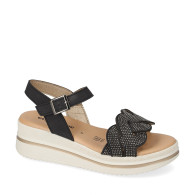 VALLEVERDE V55102 Sandali Sportivi Donna Pelle Sintetica Nero Tacco Zeppa 5Cm Suola Gomma