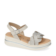 VALLEVERDE V55102 Sandali Sportivi Donna Pelle Sintetica Argento Tacco Zeppa 5Cm Suola Gomma