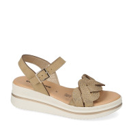 VALLEVERDE V55102 Sandali Sportivi Donna Pelle Sintetica Rame Tacco Zeppa 5Cm Suola Gomma