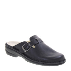 VALLEVERDE VC3775P Pantofole Casa Camera Donna Pelle Liscia Nero Tacco Zeppa 4Cm Suola Gomma