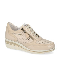 VALLEVERDE VD361W Sneaker Casual Donna Pelle Beige Tacco Zeppa 4Cm Suola Gomma