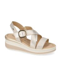 VALLEVERDE VGI303M Sandali Sportivi Donna Pelle Sintetica Gold Tacco Zeppa 5Cm Suola Poliuretano