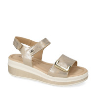 VALLEVERDE VMI103M Sandali Sportivi Donna Pelle Sintetica Gold Tacco Zeppa 5Cm Suola Poliuretano